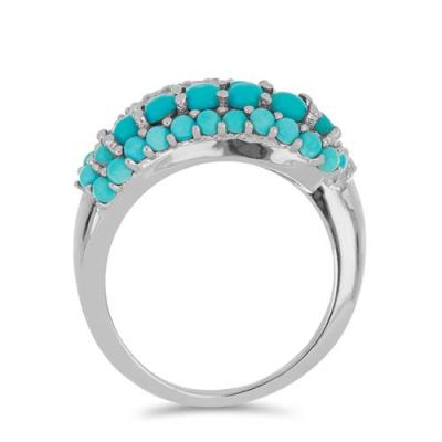 BUY STERLING SILVER NATURAL BLUE TURQUOISE GEMSTONE RING
